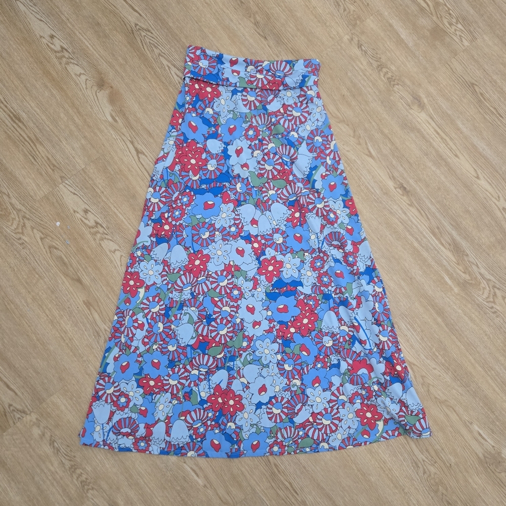 LuLaRoe Blue and Red Floral Maxi Skirt